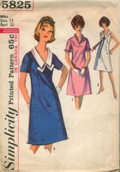 5825 1964 SHORTER A-DRESS SLVS OR NOT, DETACH COLLAR PATTERN 12